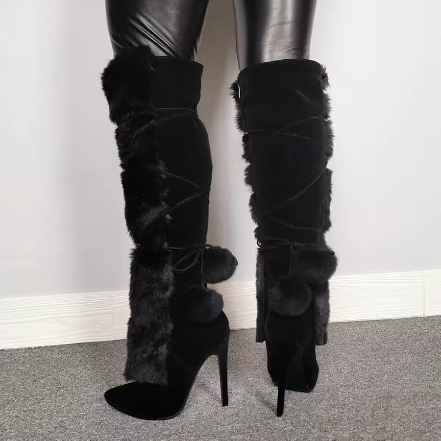 RoseMuse　fur attach stretch long boots UPSETTER-MULTI STILETTO BOOT | AZALEA WANG